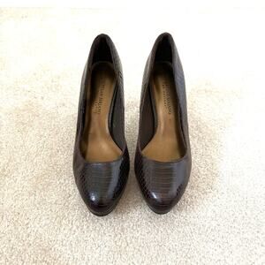 Christian Siriano Brown Faux Alligator High Heels, Stilettos, Pumps, Size 8